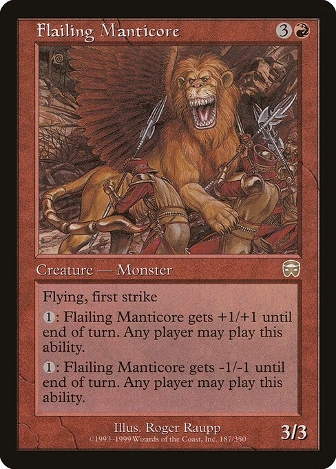 Flailing Manticore, carta Magic di tipo Creature — Manticore illustrata da Roger Raupp
