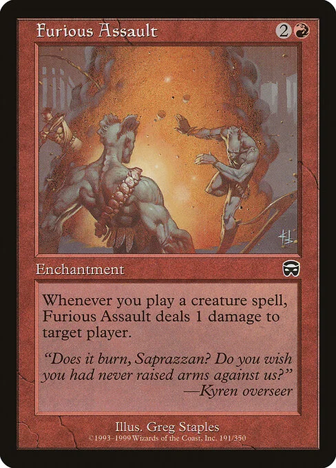Furious Assault, carta Magic di tipo Enchantment illustrata da Greg Staples