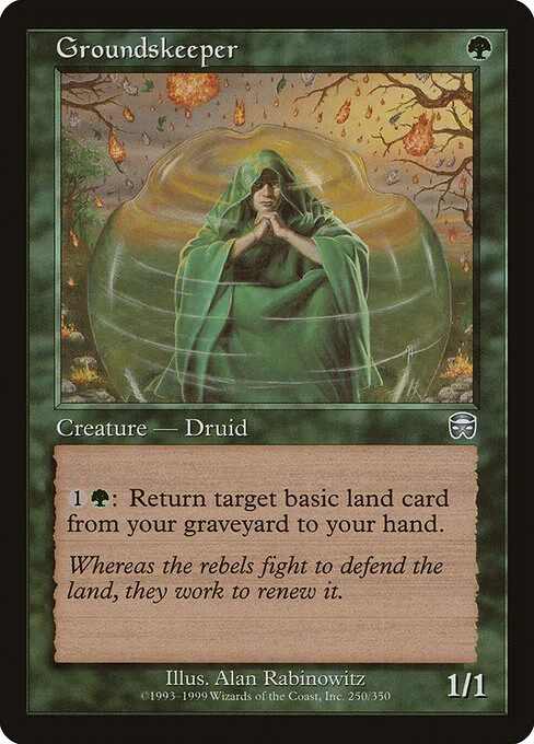 Groundskeeper, carta Magic di tipo Creature — Human Druid illustrata da Alan Rabinowitz