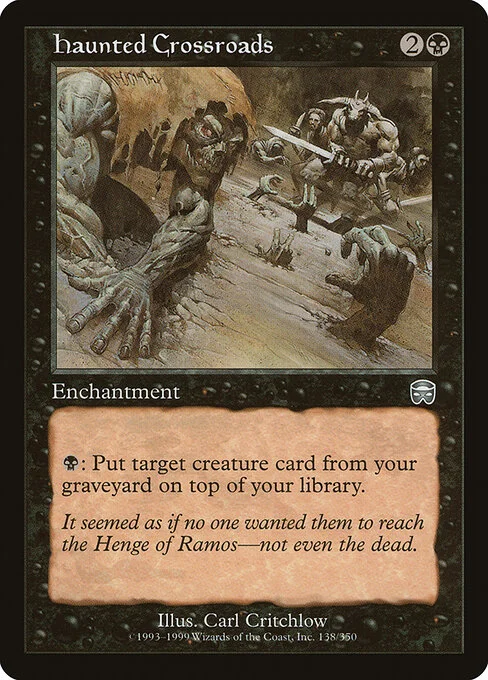Haunted Crossroads, carta Magic di tipo Enchantment illustrata da Carl Critchlow