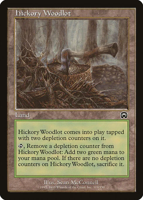 Hickory Woodlot, carta Magic di tipo Land illustrata da Sean McConnell