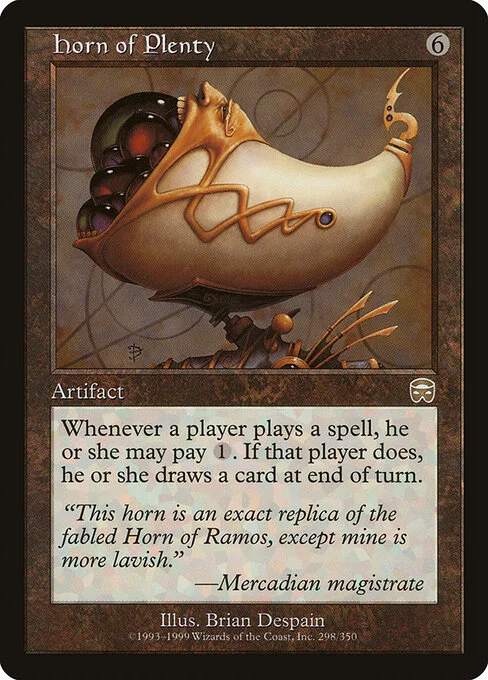 Horn of Plenty, carta Magic di tipo Artifact illustrata da Brian Despain