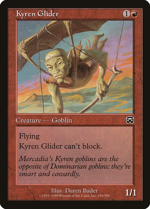 Kyren Glider, carta Magic di tipo Creature — Goblin illustrata da Daren Bader