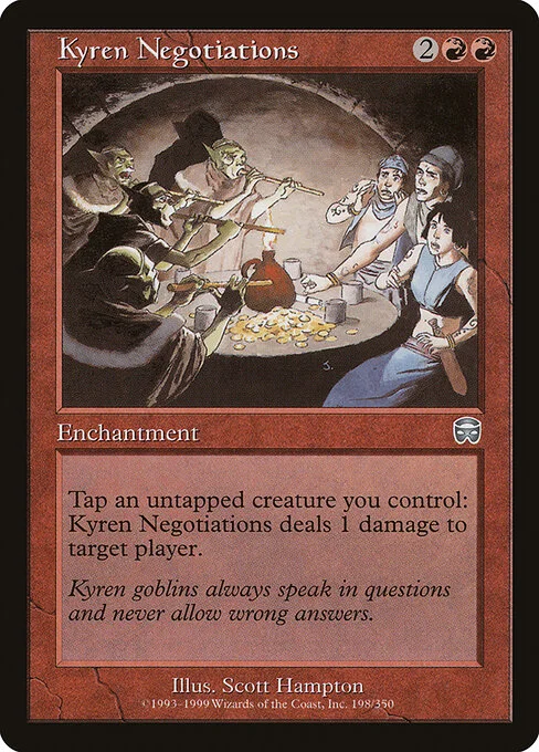 Kyren Negotiations, carta Magic di tipo Enchantment illustrata da Scott Hampton
