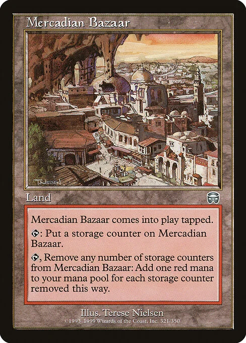 Mercadian Bazaar, carta Magic di tipo Land illustrata da Terese Nielsen
