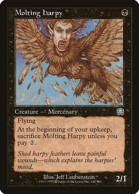 Molting Harpy, carta Magic di tipo Creature — Harpy Mercenary illustrata da Jeff Laubenstein