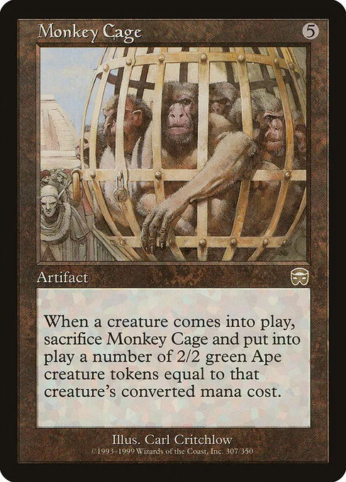 Monkey Cage, carta Magic di tipo Artifact illustrata da Carl Critchlow