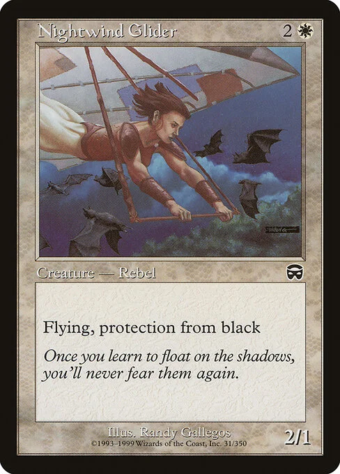 Nightwind Glider, carta Magic di tipo Creature — Human Rebel illustrata da Randy Gallegos