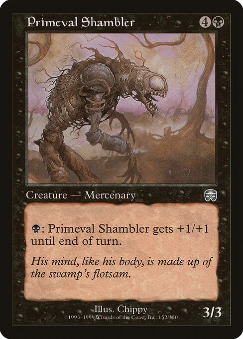 Primeval Shambler, carta Magic di tipo Creature — Horror Mercenary illustrata da Chippy