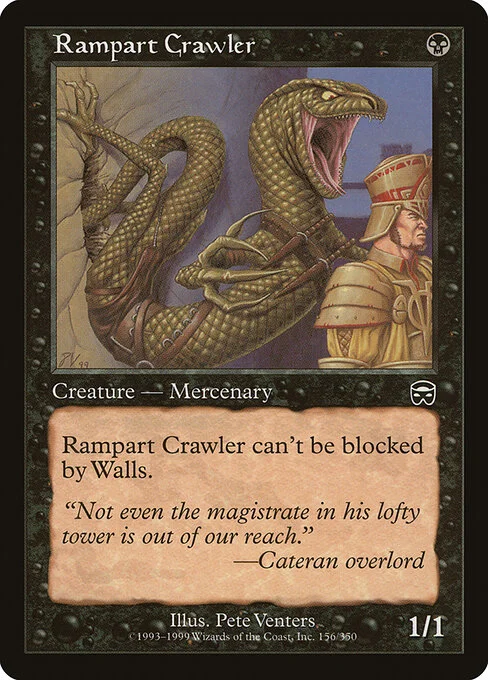 Rampart Crawler, carta Magic di tipo Creature — Lizard Mercenary illustrata da Pete Venters