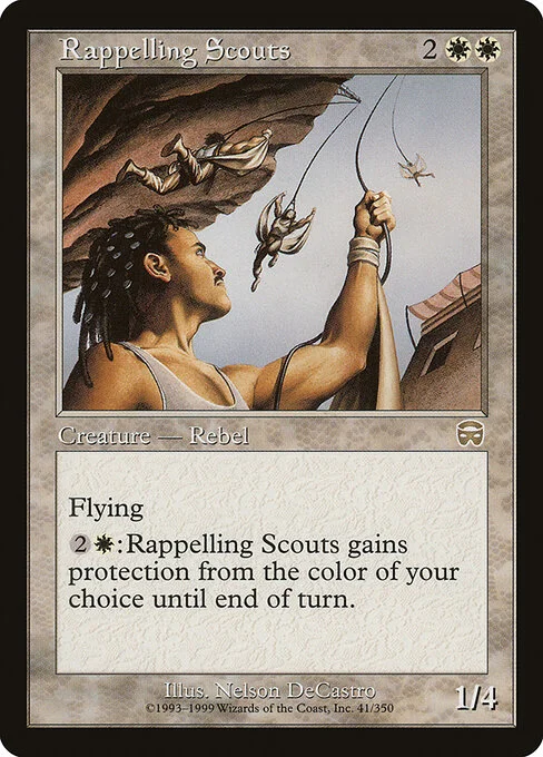 Rappelling Scouts, carta Magic di tipo Creature — Human Rebel Scout illustrata da Nelson DeCastro