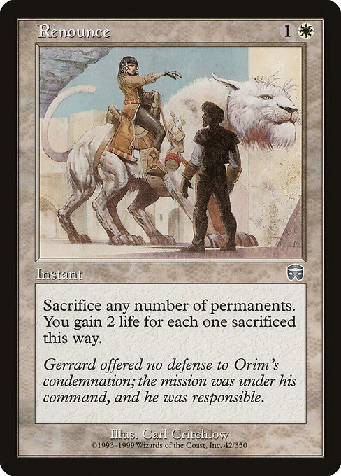 Renounce, carta Magic di tipo Instant illustrata da Carl Critchlow
