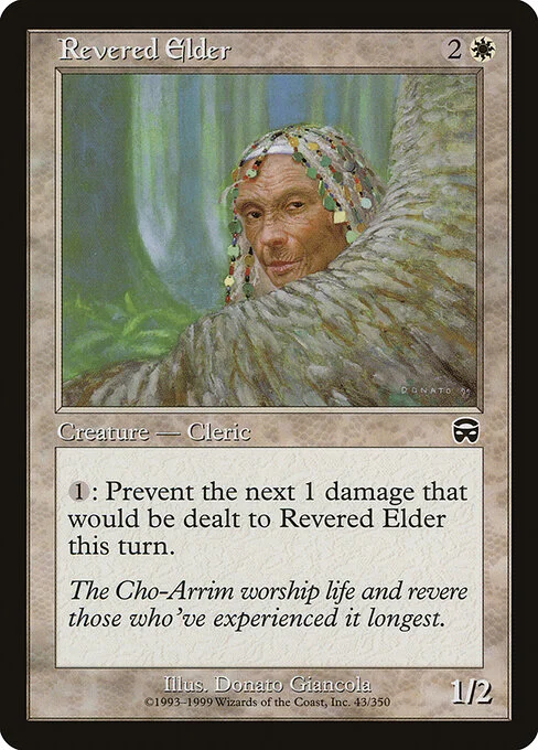 Revered Elder, carta Magic di tipo Creature — Human Cleric illustrata da Donato Giancola