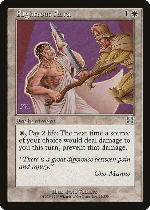 Righteous Aura, carta Magic di tipo Enchantment illustrata da Pete Venters
