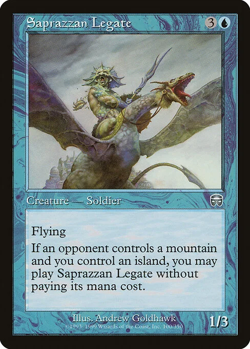 Saprazzan Legate, carta Magic di tipo Creature — Merfolk Soldier illustrata da Andrew Goldhawk