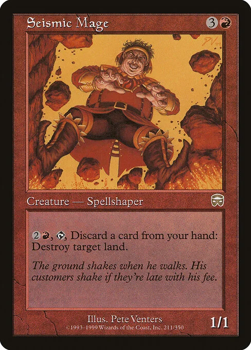 Seismic Mage, carta Magic di tipo Creature — Human Spellshaper illustrata da Pete Venters