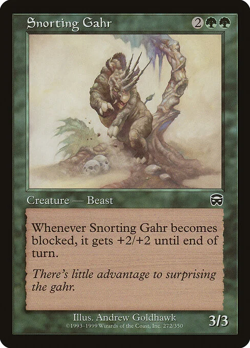 Snorting Gahr, carta Magic di tipo Creature — Rhino Beast illustrata da Andrew Goldhawk