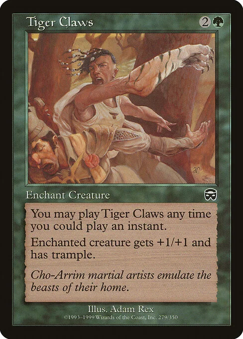 Tiger Claws, carta Magic di tipo Enchantment — Aura illustrata da Adam Rex