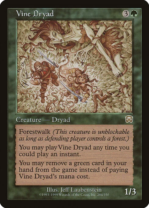 Vine Dryad, carta Magic di tipo Creature — Dryad illustrata da Jeff Laubenstein