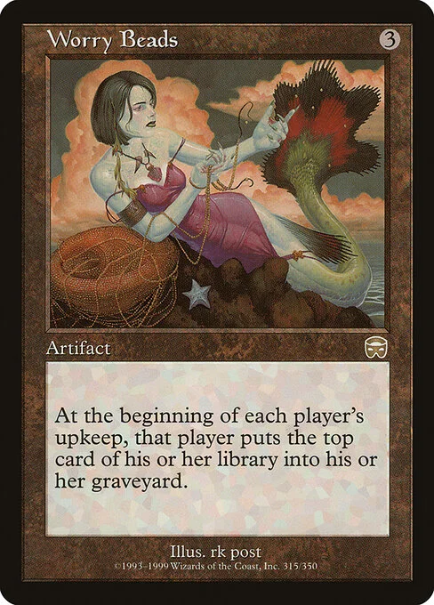 Worry Beads, carta Magic di tipo Artifact illustrata da rk post