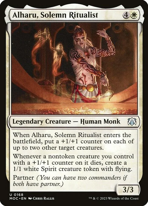 Alharu, Solemn Ritualist, carta Magic di tipo Legendary Creature — Human Monk illustrata da Chris Rallis