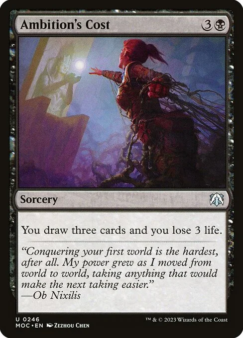Ambition's Cost, carta Magic di tipo Sorcery illustrata da Zezhou Chen