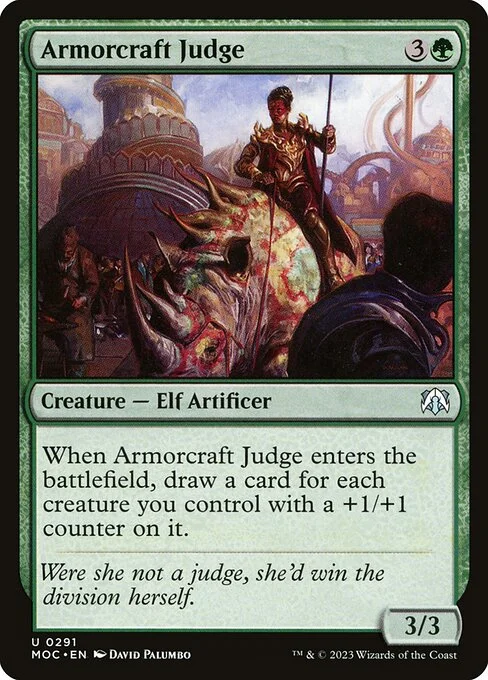 Armorcraft Judge, carta Magic di tipo Creature — Elf Artificer illustrata da David Palumbo