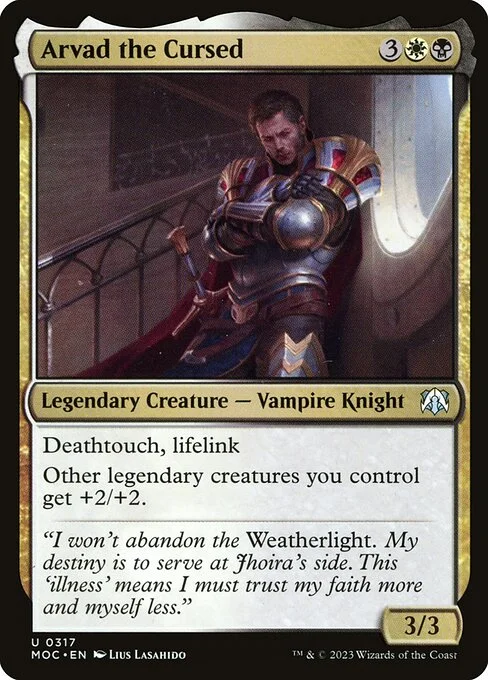Arvad the Cursed, carta Magic di tipo Legendary Creature — Vampire Knight illustrata da Lius Lasahido