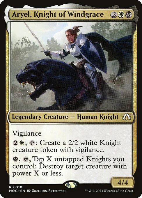 Aryel, Knight of Windgrace, carta Magic di tipo Legendary Creature — Human Knight illustrata da Grzegorz Rutkowski