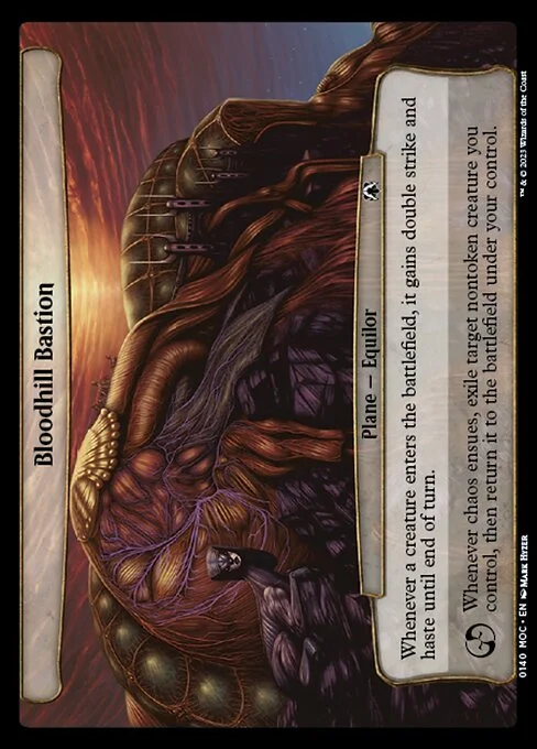 Bloodhill Bastion, carta Magic di tipo Plane — Equilor illustrata da Mark Hyzer
