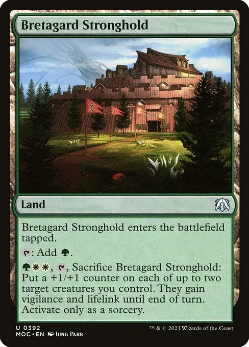 Bretagard Stronghold, carta Magic di tipo Land illustrata da Jung Park