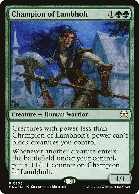 Champion of Lambholt, carta Magic di tipo Creature — Human Warrior illustrata da Christopher Moeller