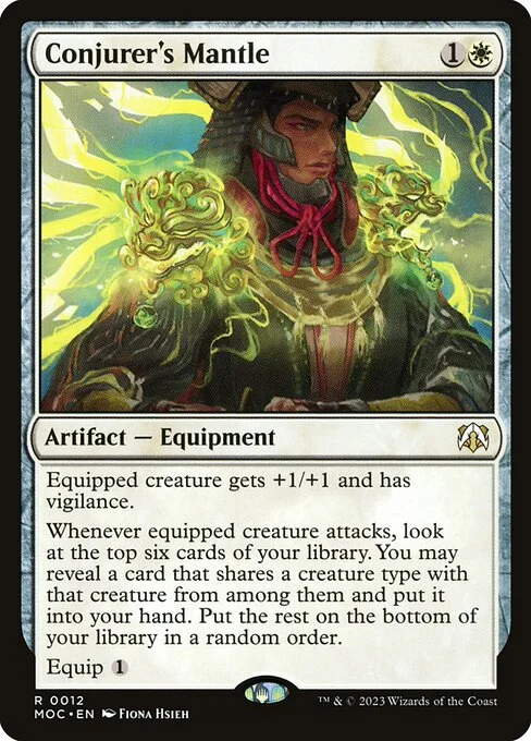 Conjurer's Mantle, carta Magic di tipo Artifact — Equipment illustrata da Fiona Hsieh