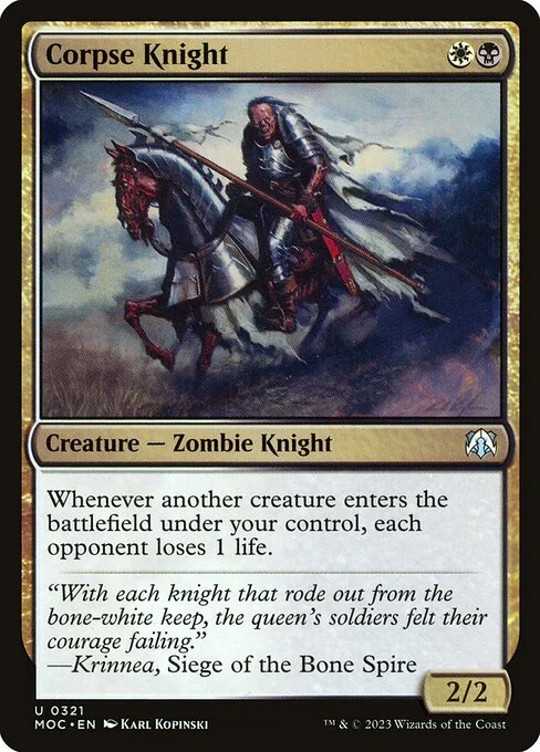Corpse Knight, carta Magic di tipo Creature — Zombie Knight illustrata da Karl Kopinski