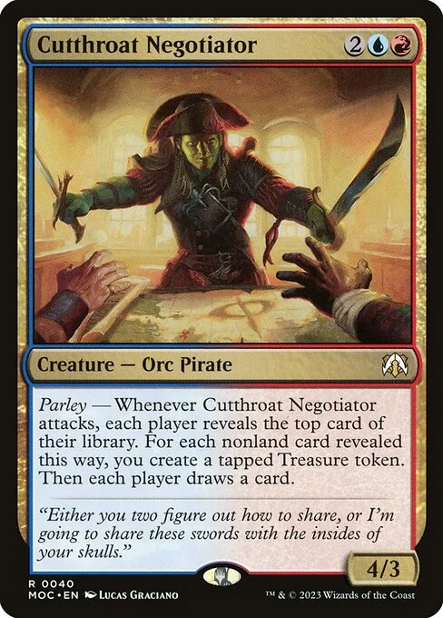 Cutthroat Negotiator, carta Magic di tipo Creature — Orc Pirate illustrata da Lucas Graciano