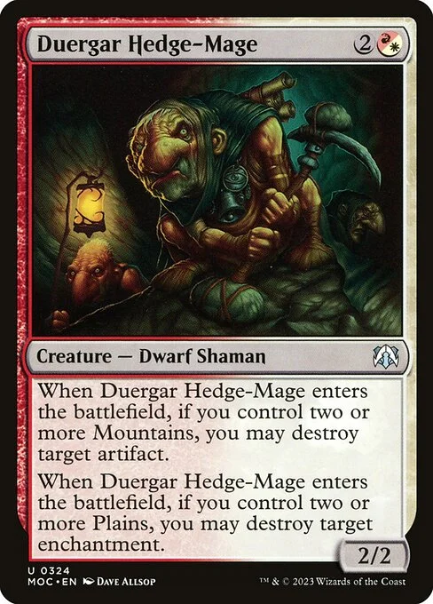 Duergar Hedge-Mage, carta Magic di tipo Creature — Dwarf Shaman illustrata da Dave Allsop