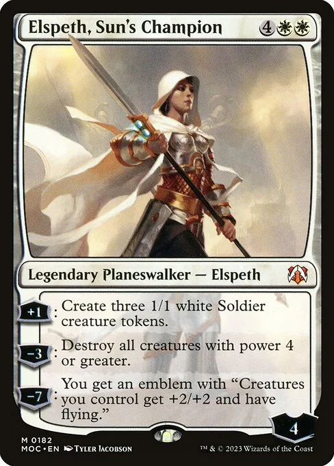 Elspeth, Sun's Champion, carta Magic di tipo Legendary Planeswalker — Elspeth illustrata da Tyler Jacobson