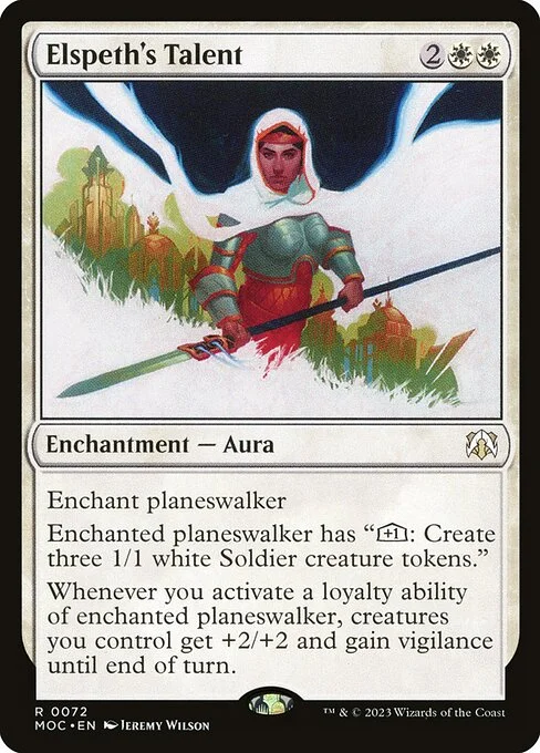 Elspeth's Talent, carta Magic di tipo Enchantment — Aura illustrata da Jeremy Wilson