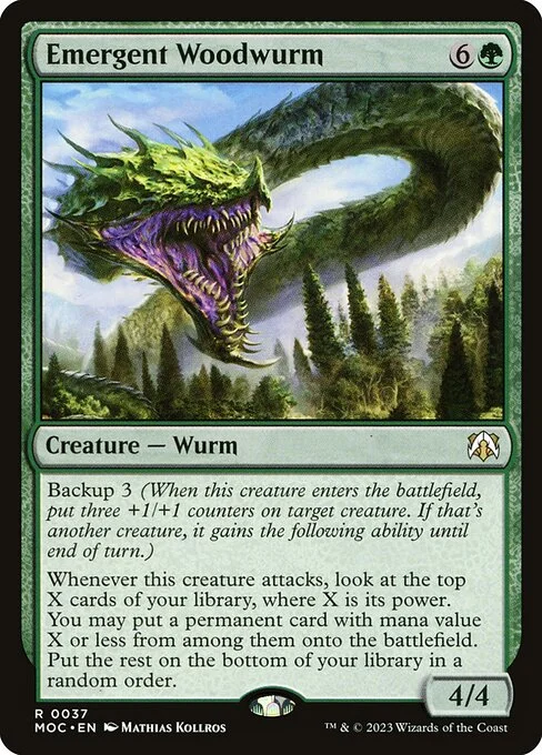 Emergent Woodwurm, carta Magic di tipo Creature — Wurm illustrata da Mathias Kollros