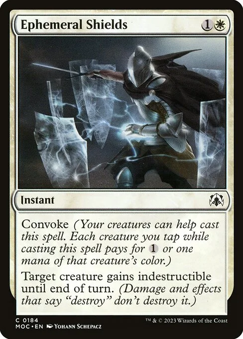 Ephemeral Shields, carta Magic di tipo Instant illustrata da Yohann Schepacz