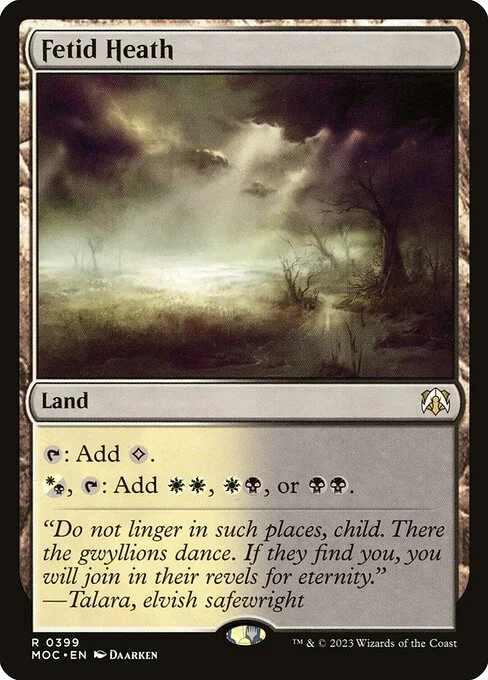 Fetid Heath, carta Magic di tipo Land illustrata da Daarken