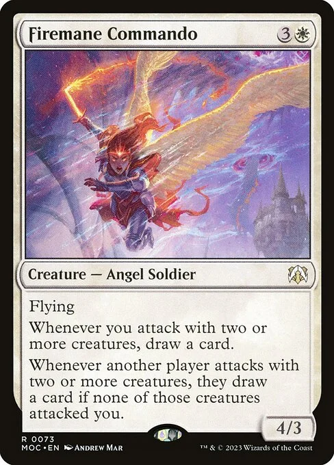 Firemane Commando, carta Magic di tipo Creature — Angel Soldier illustrata da Andrew Mar