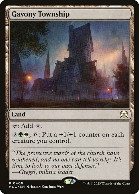 Gavony Township, carta Magic di tipo Land illustrata da Julian Kok Joon Wen