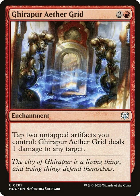 Ghirapur Aether Grid, carta Magic di tipo Enchantment illustrata da Cynthia Sheppard
