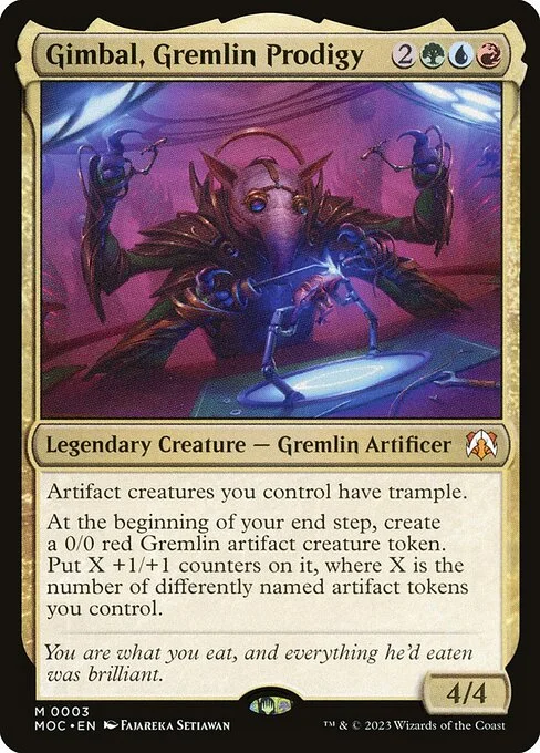 Gimbal, Gremlin Prodigy, carta Magic di tipo Legendary Creature — Gremlin Artificer illustrata da Fajareka Setiawan
