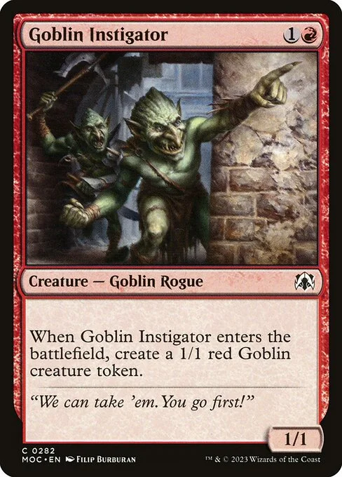 Goblin Instigator, carta Magic di tipo Creature — Goblin Rogue illustrata da Filip Burburan