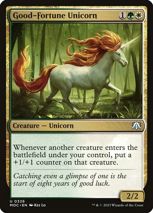 Good-Fortune Unicorn, carta Magic di tipo Creature — Unicorn illustrata da Kee Lo