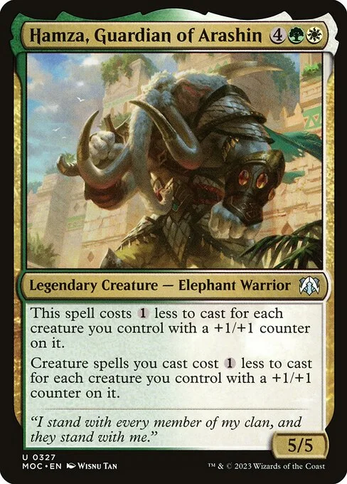 Hamza, Guardian of Arashin, carta Magic di tipo Legendary Creature — Elephant Warrior illustrata da Wisnu Tan