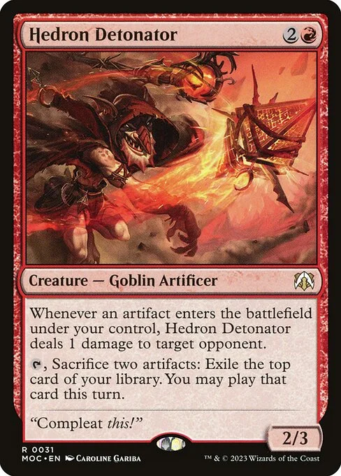 Hedron Detonator, carta Magic di tipo Creature — Goblin Artificer illustrata da Caroline Gariba