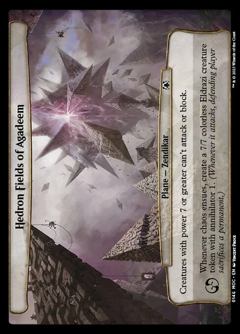 Hedron Fields of Agadeem, carta Magic di tipo Plane — Zendikar illustrata da Vincent Proce